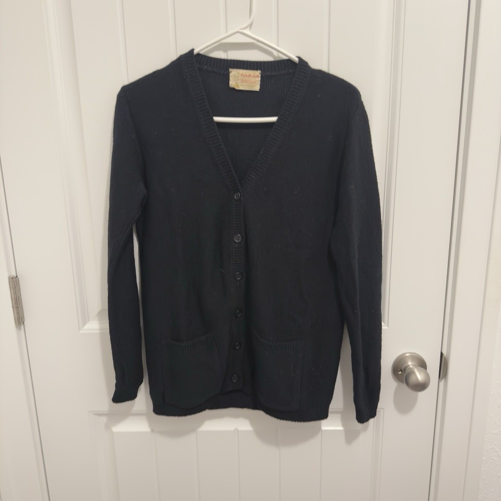 Vintage Pendleton Black Button up Cardigan Sweater 100% Virgin Wool Size Small